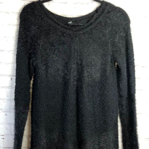 Lapis. Black multi texture long sleeve sweater dress/top. L - Picture 2 of 6